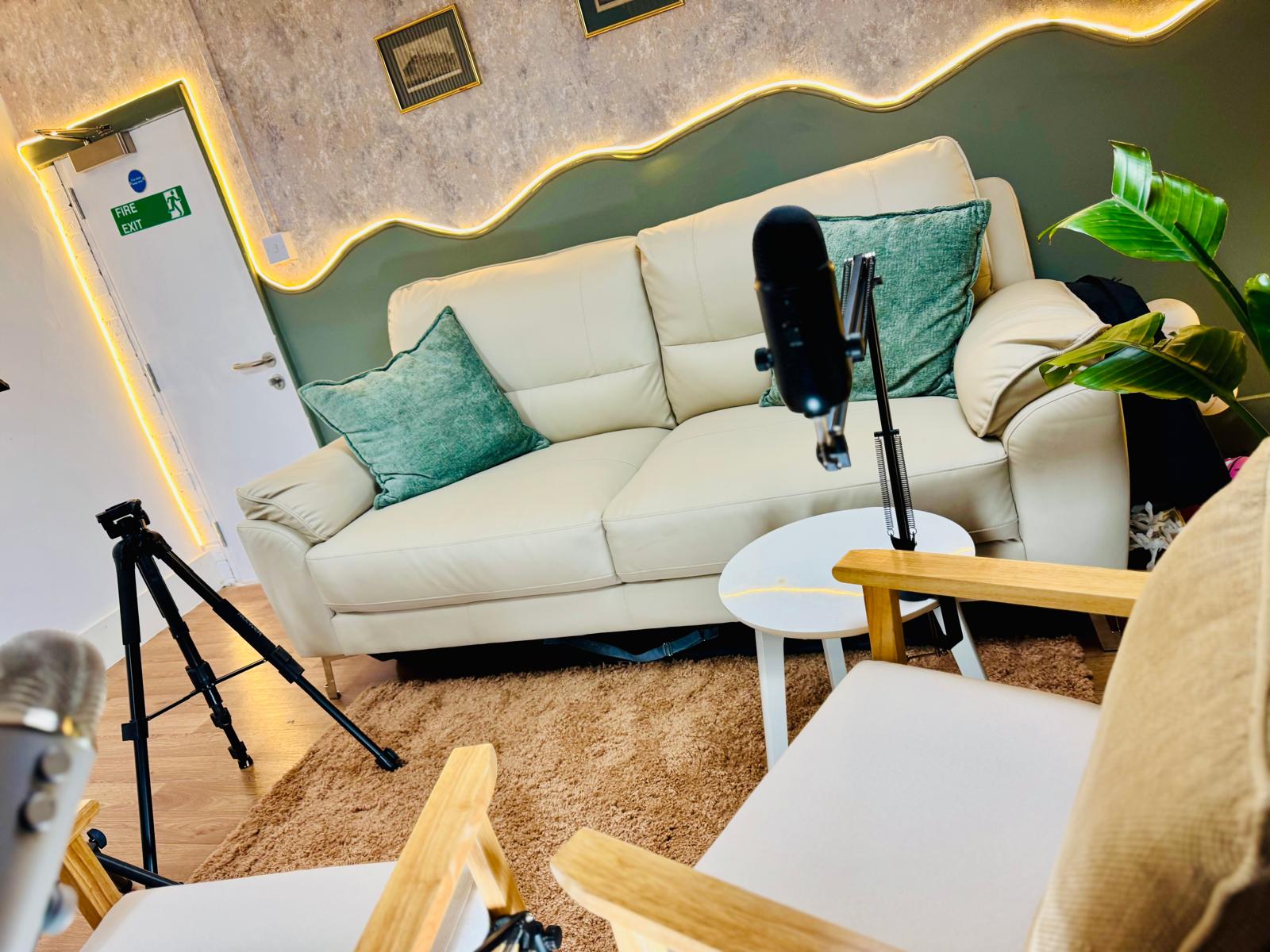 Cambridge Podcast Space - Room with two Chairs and microphone